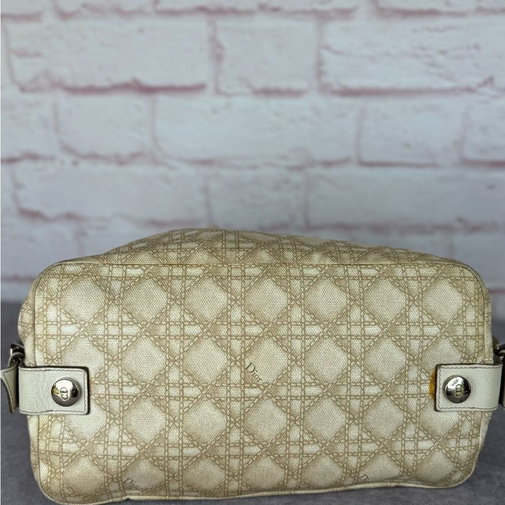 Dior Cream Cherie Cannage Printed Canvas Zip Bag - Picture 6 of 16